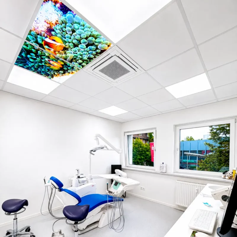 LED photo ceiling in a dental treatment room at Zahnflow in Heiligenhaus